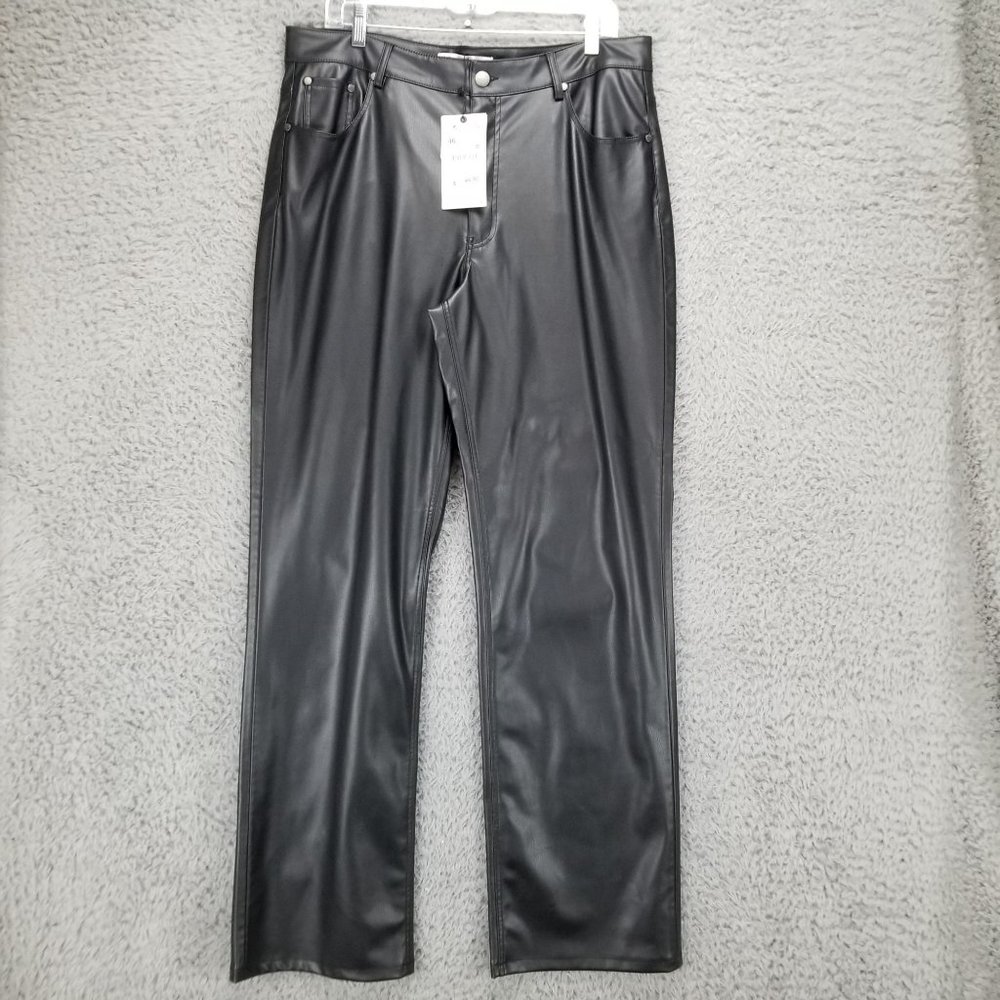 Zaba Pants Womens 14 Black High Rise 90s Wide Leg NWT
